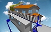 居間ミニキッチン浴室・空中庭園.ウォーキングデッキと螺旋階段｜レンダリング・イラスレーション｜リホーム増築住宅…デザイン注文住宅